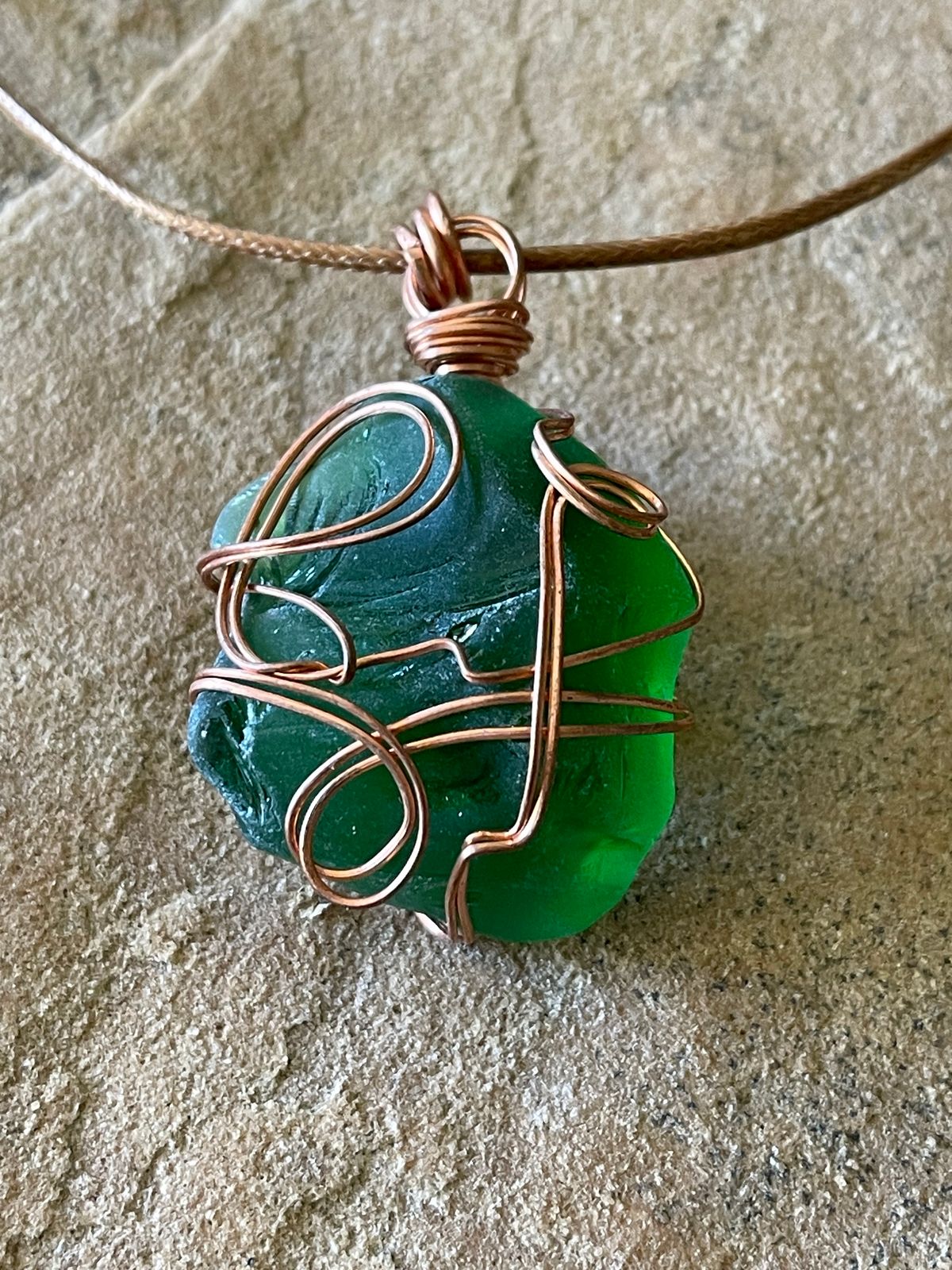 Wire wrapped deals sea glass necklace