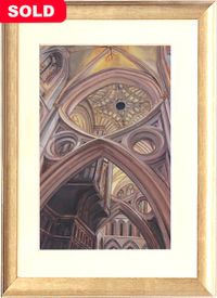 SCISSOR ARCHES I, WELLS CATHEDRAL  (original acrylic painting (SOLD), limited edition signed prints and greetings cards)