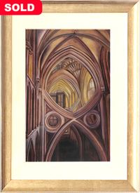 SCISSOR ARCHES III, WELLS CATHEDRAL  (original acrylic painting (SOLD), limited edition signed prints and greetings cards)