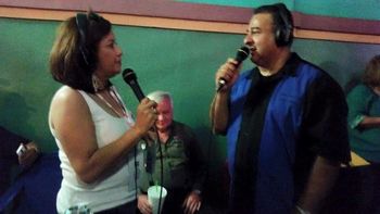 Ruben being interviewed by a radio Dj about the Black Pearl Band NM after the performance at the 2015 Tejano Music Fan Fair
