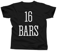 16 Bars Mens T-Shirt: Black with White Text