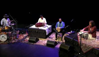 Ustad Zakir Hussain, and Masters of Percussion USA tour 2021;  Pezhham Akhavass, Marcus Gilmore, Anantha Krishna, Thursday April 8, 2021, Annenberg Center for the Performing Arts, Philadelphia.
