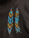 GLASS SEED BEAD EARRINGS LONG BLUE,BLACK,YELLOW,RED