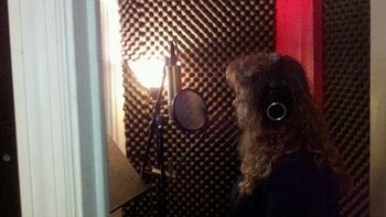 In the vocal booth ... ooh so serious!
