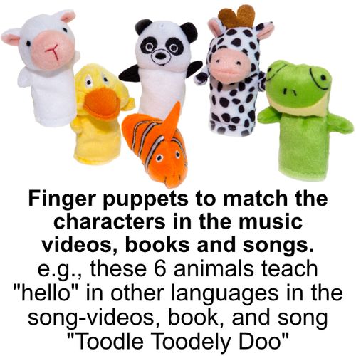 "Toodle Toodely Doo" 6 Finger Puppets to match the characters in the music videos, books and songs.