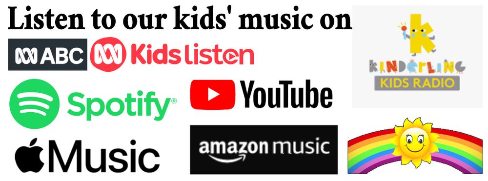 Image showing streaming station logos for the music of Rainbows and Sunshine.