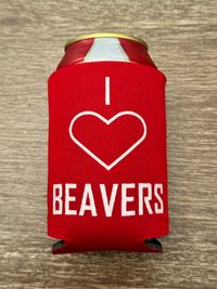 I ❤️ Beavers Can Coozie - RED