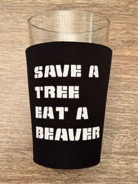 Save a Tree Pint Glass Coozie - BLACK