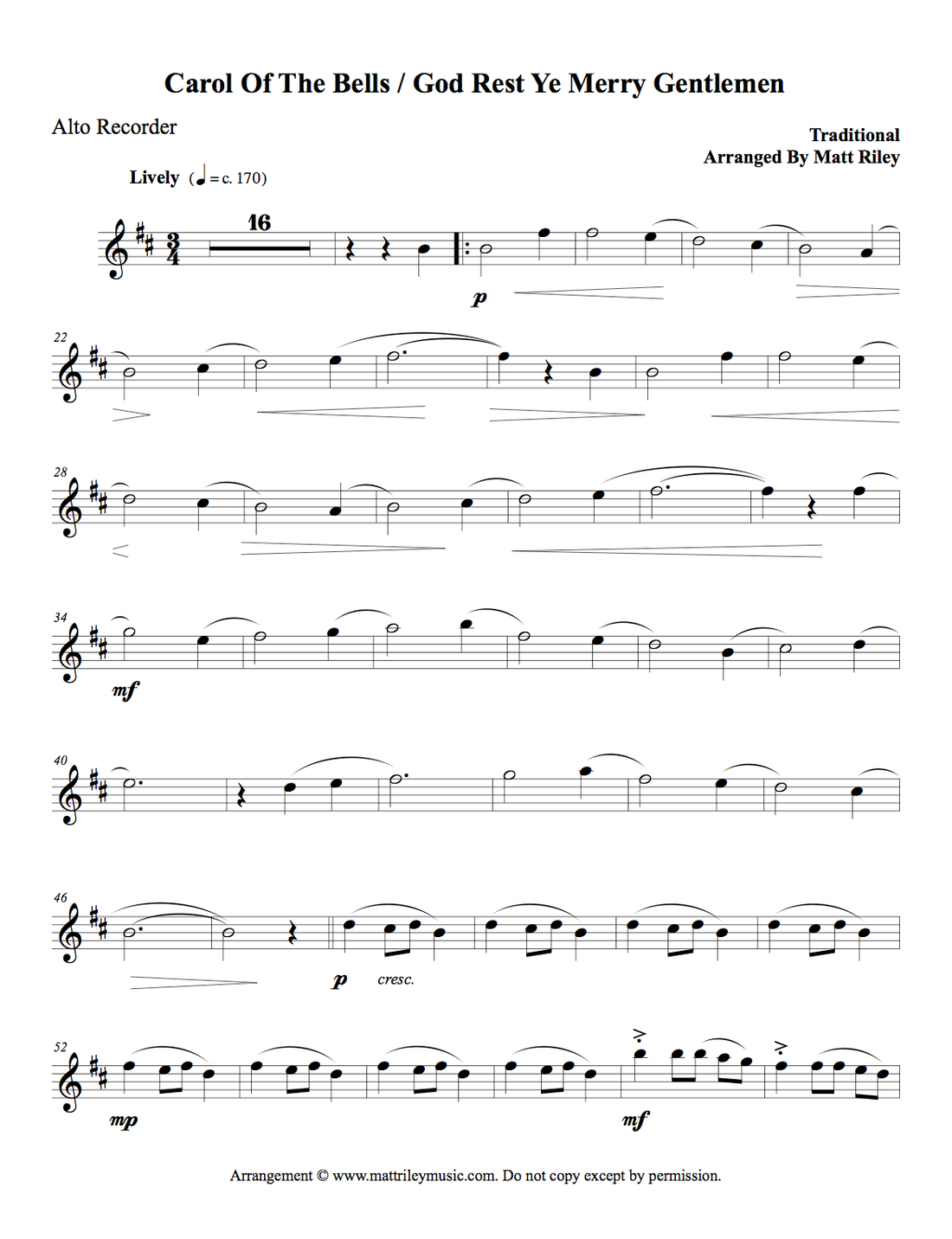 Alto recorder page 1 preview
