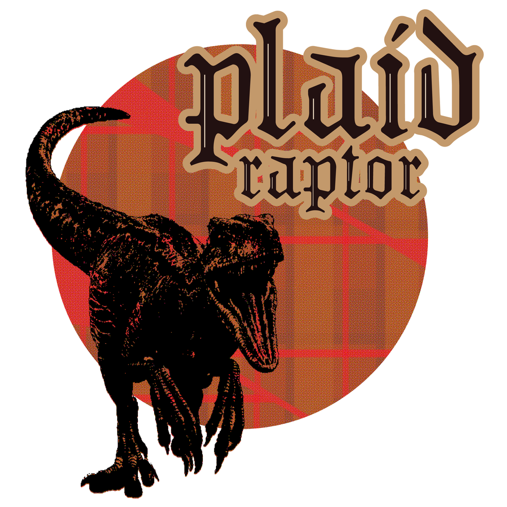 Plaid Raptor band logo and image, raptor on plaid background