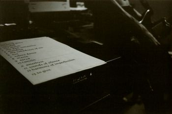 "The Fountain Tour" setlist during rehearsal 2001 [photo by Alex Baker]
