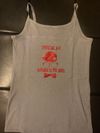 Ladies Tank Top Shirt Gray/Red Glitter Letters