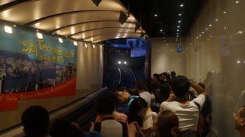 Taking the famous peak tram to Victoria Peak.
