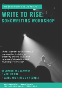 ONE ON ONE or SMALL GROUP Songwriting Workshop : WRITE TO RISE 