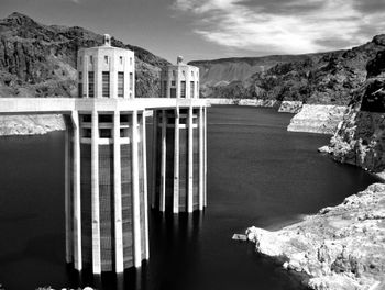 The intake towers at Hoover Dam in 2015
