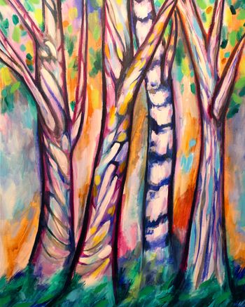 "Four trees (family)" 30'' x 40'' Acrylic on Canvas Sold (Prints Available)
