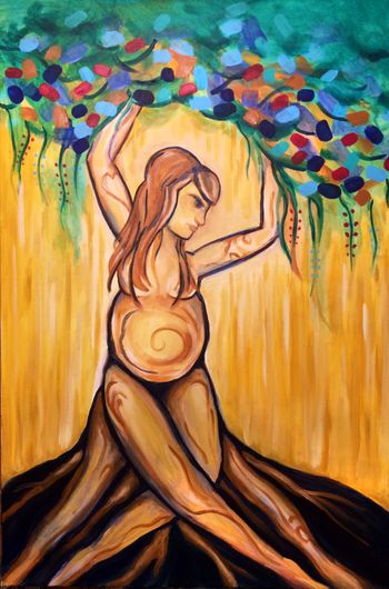 "Homage to Motherhood" 24'' x 36'' Acrylic on canvas Sold
