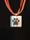 Glass Tile One Paw Print Necklace