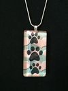 Glass Tile Three Paw Print Necklace