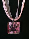 Glass Tile One Paw Print Necklace