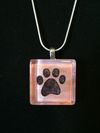 Glass Tile One Paw Print Necklace