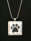 Glass Tile One Paw Print Necklace