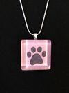 Glass Tile One Paw Print Necklace