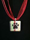 Glass Tile One Paw Print Necklace