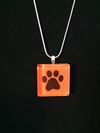 Glass Tile One Paw Print Necklace