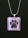 Glass Tile One Paw Print Necklace