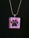 Glass Tile One Paw Print Necklace