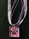 Glass Tile One Paw Print Necklace