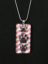 Glass Tile Three Paw Print Necklace