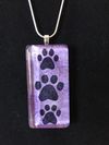 Glass Tile Three Paw Print Necklace