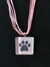 Glass Tile One Paw Print Necklace