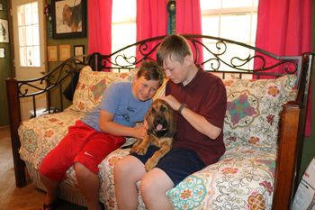 White w/green dot (aka Alice Paul) with her new owners! 7/24/17
