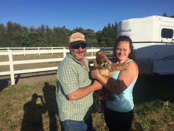 White w/blue dot male and his new family in Washington state. 7/23/17
