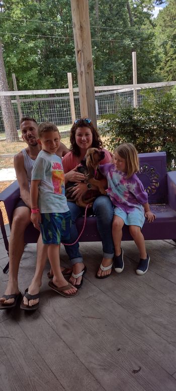 Green Ribbon female and her new family 8 weeks  7/22
