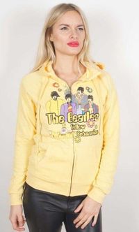 THE BEATLES LADIES ZIPPED HOODIE: YELLOW SUBMARINE BAND (LARGE)