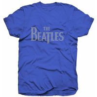THE BEATLES Classic Logo BLUE Ladies Juniors Fit T-SHIRT NEW S M L XL official