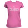 THE BEATLES Classic Logo Pink Ladies Juniors Fit T-SHIRT NEW S M L XL official