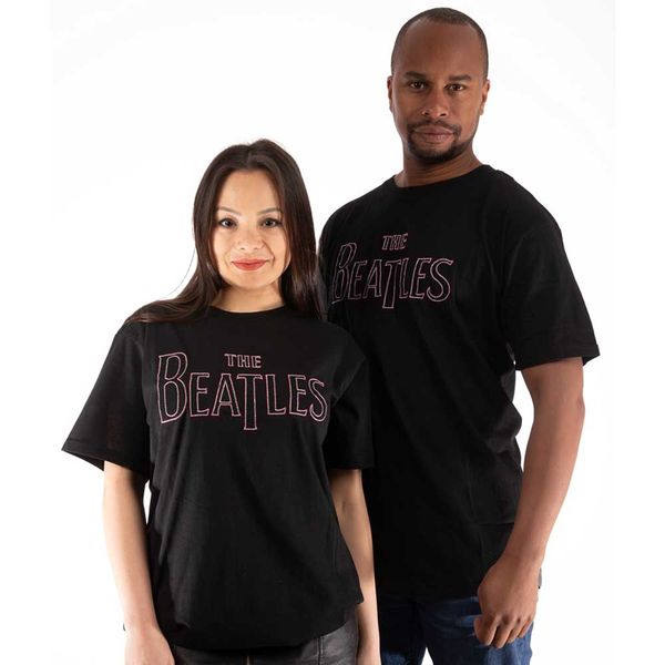 THE BEATLES UNISEX T-SHIRT: DROP T LOGO (EMBROIDERED) S, M, L, XL
