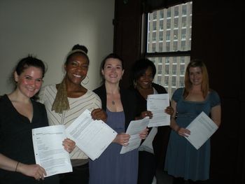 First RYB rehearsal for "My Body IS.": May 17, 2011, NYC. From left to right: Molly, Robbie, Tracy, Starr, Jenny
