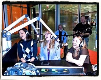 Five of our seven band members get a good chuckle on the air, probably at the drummer's expense (sorry, Tim!). • 'Midday with K' on WIIT 88.9 FM (Chicago), Feb 2014
