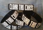 1 single - CLEAR THE CHAOS WRIST BAND - 3/4" white on black