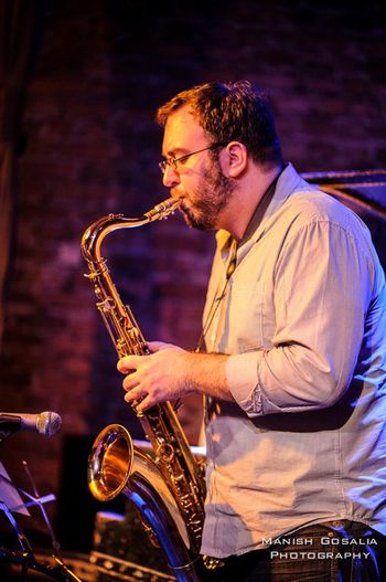 Playing "Loose Blues" (Bill Evans) with the Brittany Anjou Trio, March 17, 2014 and Rockwood Stage 1.  Photo by Manish Gosalia.
