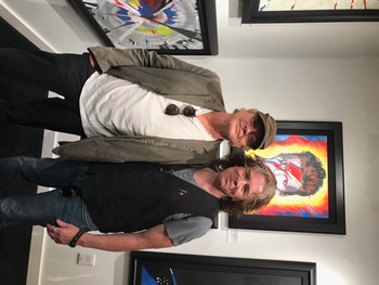 Jay hanging with Def Leppards Rick Allen at Ricks art show
