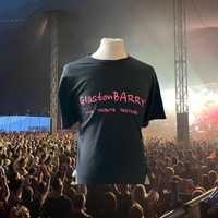 GlastonBARRY T Shirt - Black (Pink Logo) 