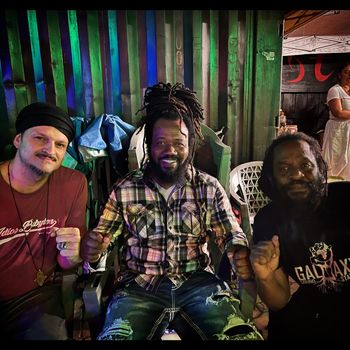 Kiva with Haitian-born reggae artist JC Apollon and Galaxy Soundstation's Ricky D
