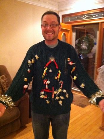 Scoot was proud of his homemade UGLY Christmas sweater.
